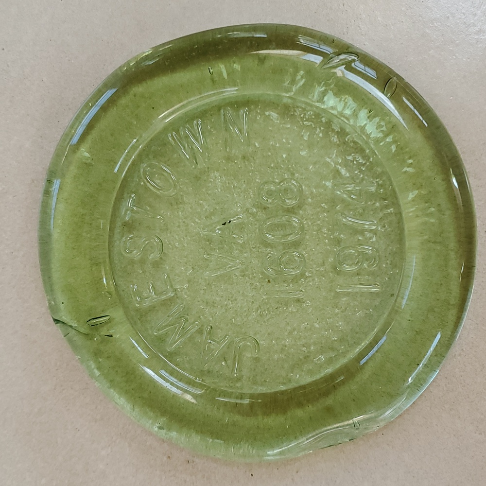 Vintage Jamestown VA 1608 1974 Glass Round Coaster